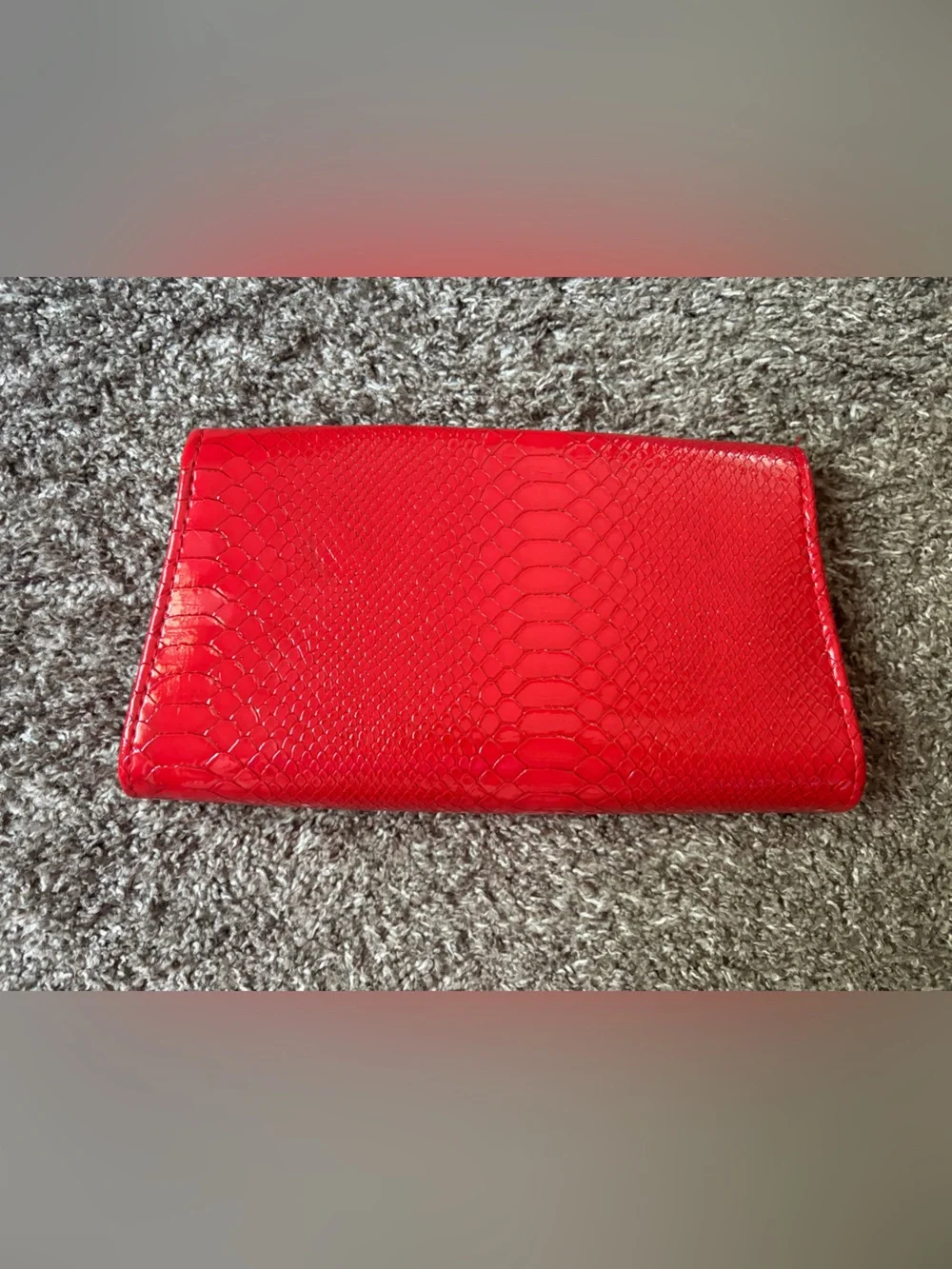 Tory Burch Red Embossed Wallet Clutch  with Gold Logo Accent